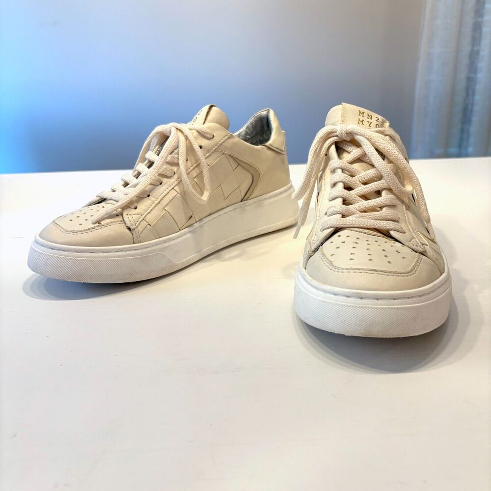 MIZ MOOZ Women's Ivory Leather Lace-Up Waffle Sneakers Shoes EU Size‎ 41 US 9.5 - Picture 4 of 10